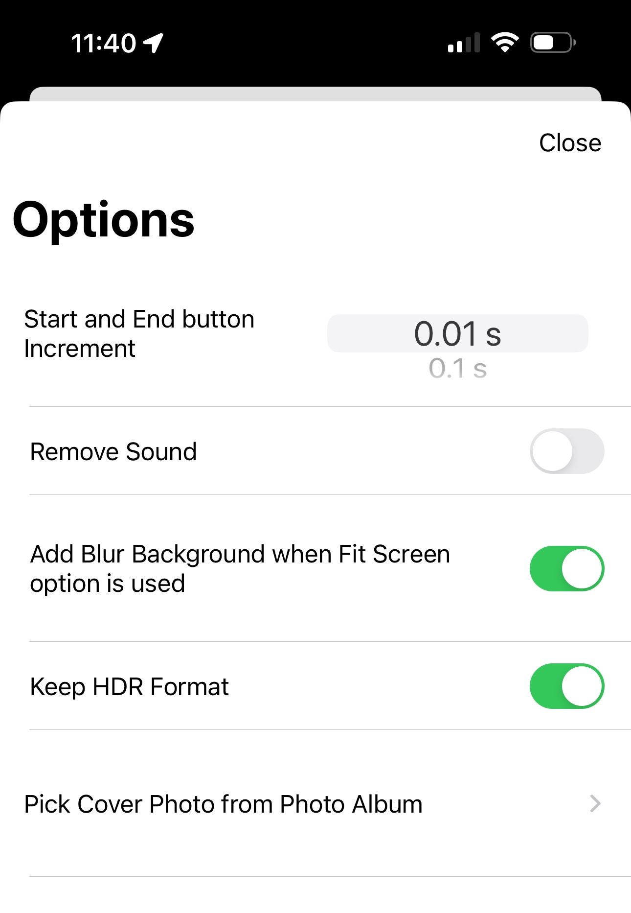 Options page to turn on HDR